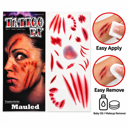 Bloody Nail Scratch Temporary Tattoo for Halloween Makeup & Costume