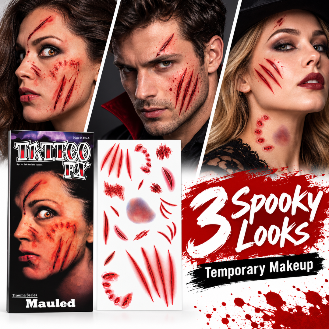 Bloody Nail Scratch Temporary Tattoo for Halloween Makeup & Costume