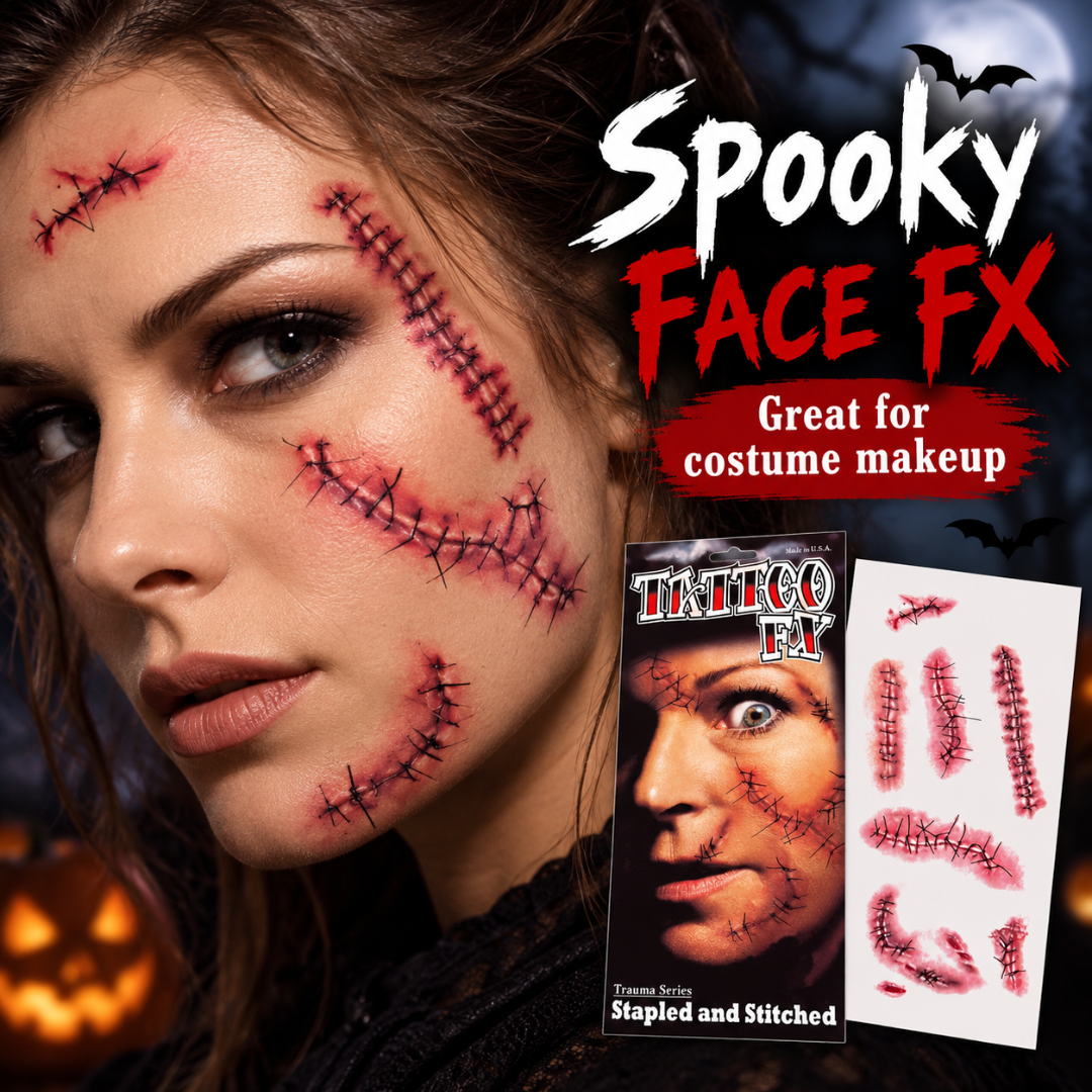 Bloody Stitches Design Temporary Tattoo for Halloween Makeup & Costume