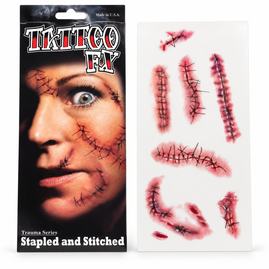 Bloody Stitches Design Temporary Tattoo for Halloween Makeup & Costume