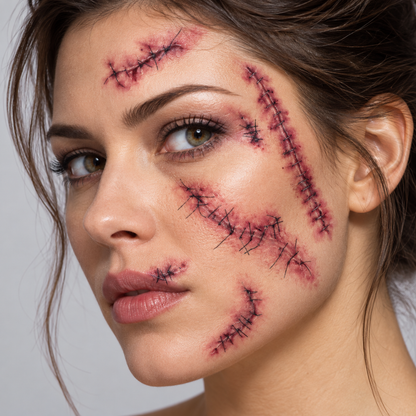 Bloody Stitches Design Temporary Tattoo for Halloween Makeup & Costume