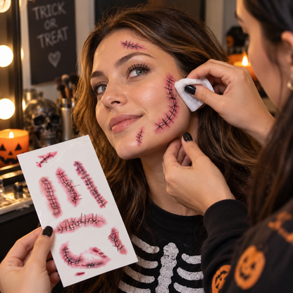 Bloody Stitches Design Temporary Tattoo for Halloween Makeup & Costume
