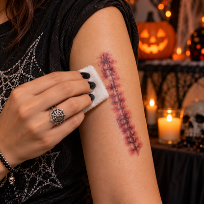 Bloody Stitches Design Temporary Tattoo for Halloween Makeup & Costume