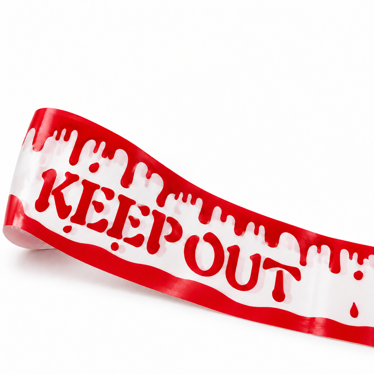 Bloody Keep Out Tape Red & White - 15FT | Halloween Caution Tape for Door, Wall & Haunted House Decoration