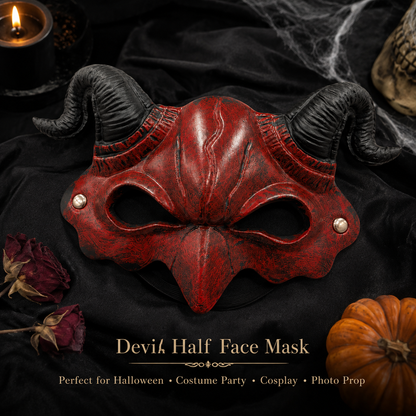 Dracula Mask Red Half for Adults / Kids