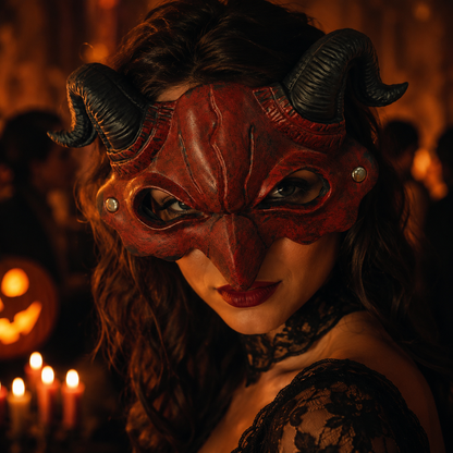 Dracula Mask Red Half for Adults / Kids