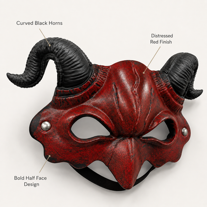 Dracula Mask Red Half for Adults / Kids