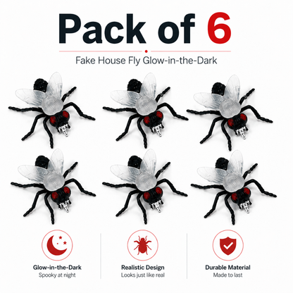 Fake House Fly Glow in Dark - 6PC