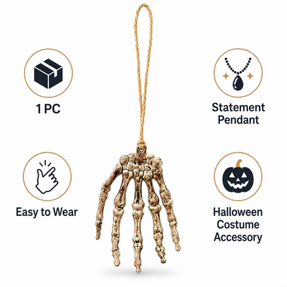 Skeleton Bone Hand Necklace - 1PC