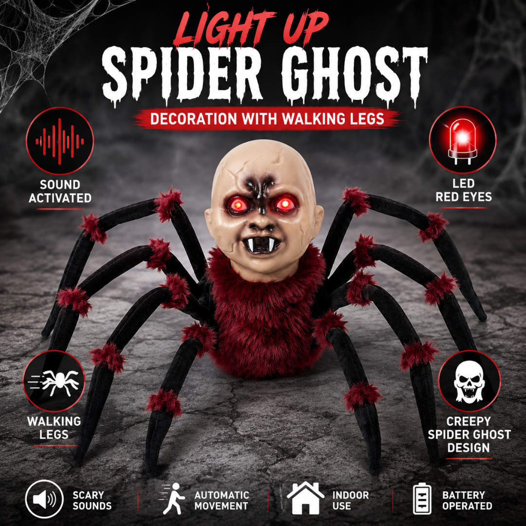 Light Up Spider Ghost Decoration with Walking Legs
