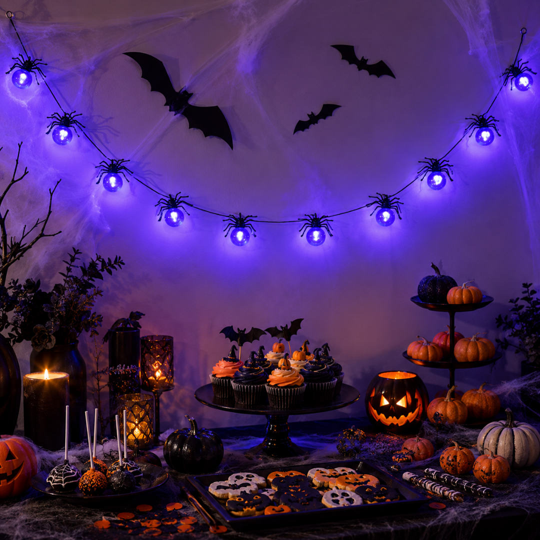 Spider Shaped LED String Light Garland - 8FT