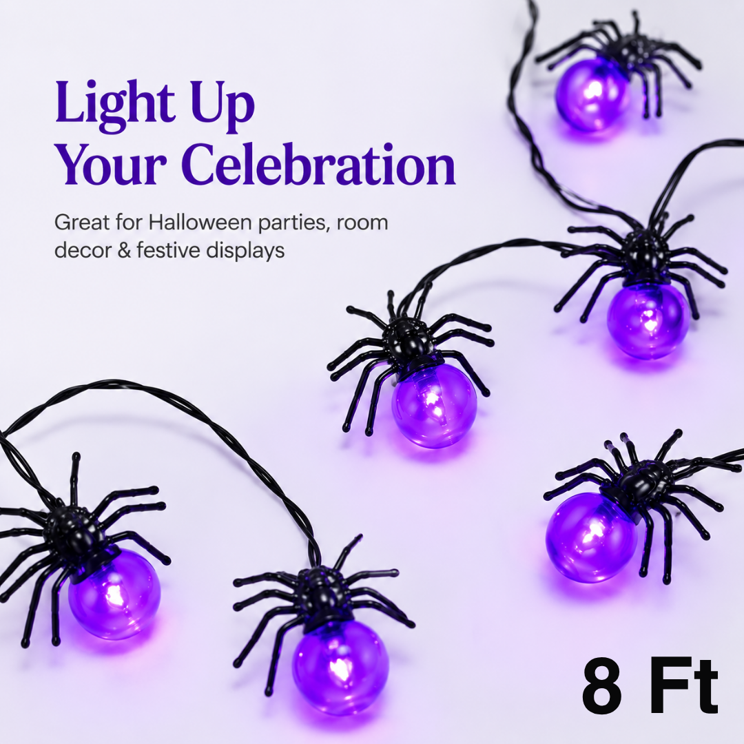 Spider Shaped LED String Light Garland - 8FT