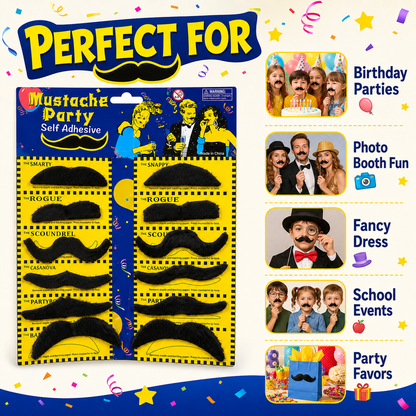 Fake Moustaches Black - 12PC