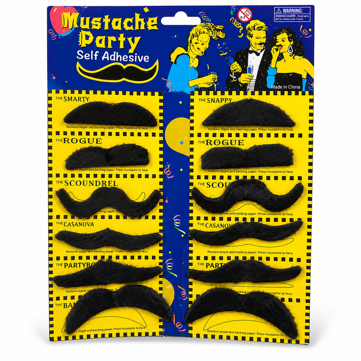 Fake Moustaches Black - 12PC
