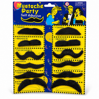 Fake Moustaches Black - 12PC