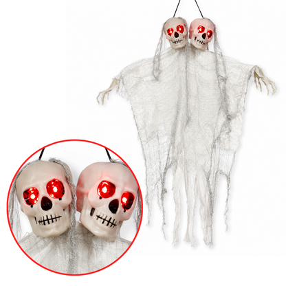 Twin Skull Duo Light Up Hanging Halloween Decoration - 3FT