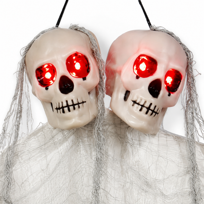 Twin Skull Duo Light Up Hanging Halloween Decoration - 3FT