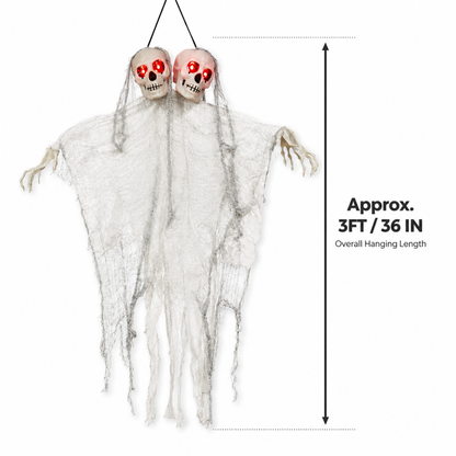 Twin Skull Duo Light Up Hanging Halloween Decoration - 3FT