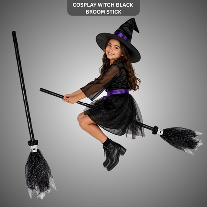 Cosplay Witch Broom Stick Black - 1PC