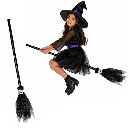 Cosplay Witch Broom Stick Black - 1PC
