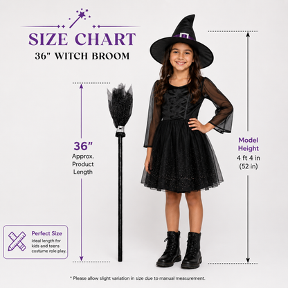 Cosplay Witch Broom Stick Black - 1PC