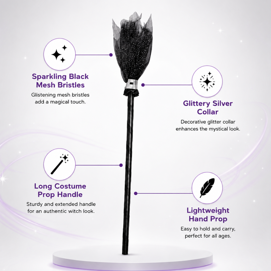 Cosplay Witch Broom Stick Black - 1PC