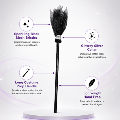 Cosplay Witch Broom Stick Black - 1PC
