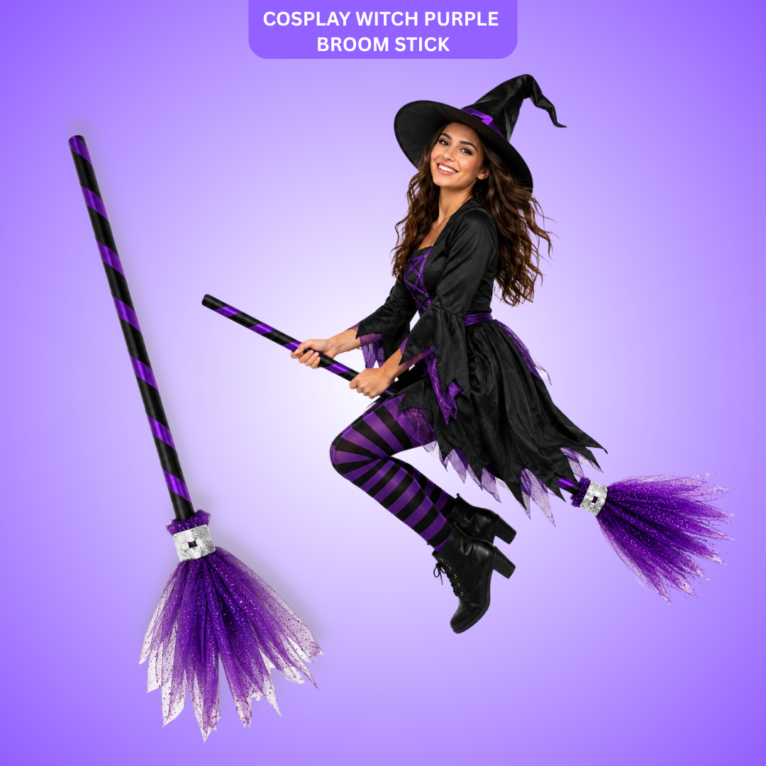Cosplay Witch Broom Stick Purple - 1PC