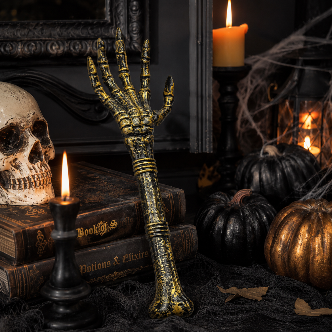 Antique Gold Skeleton Hand Wand Prop for Halloween - 1PC