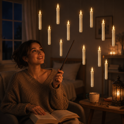 Harry Potter Magical Floating Candles with Electric Wand - 12 Candles