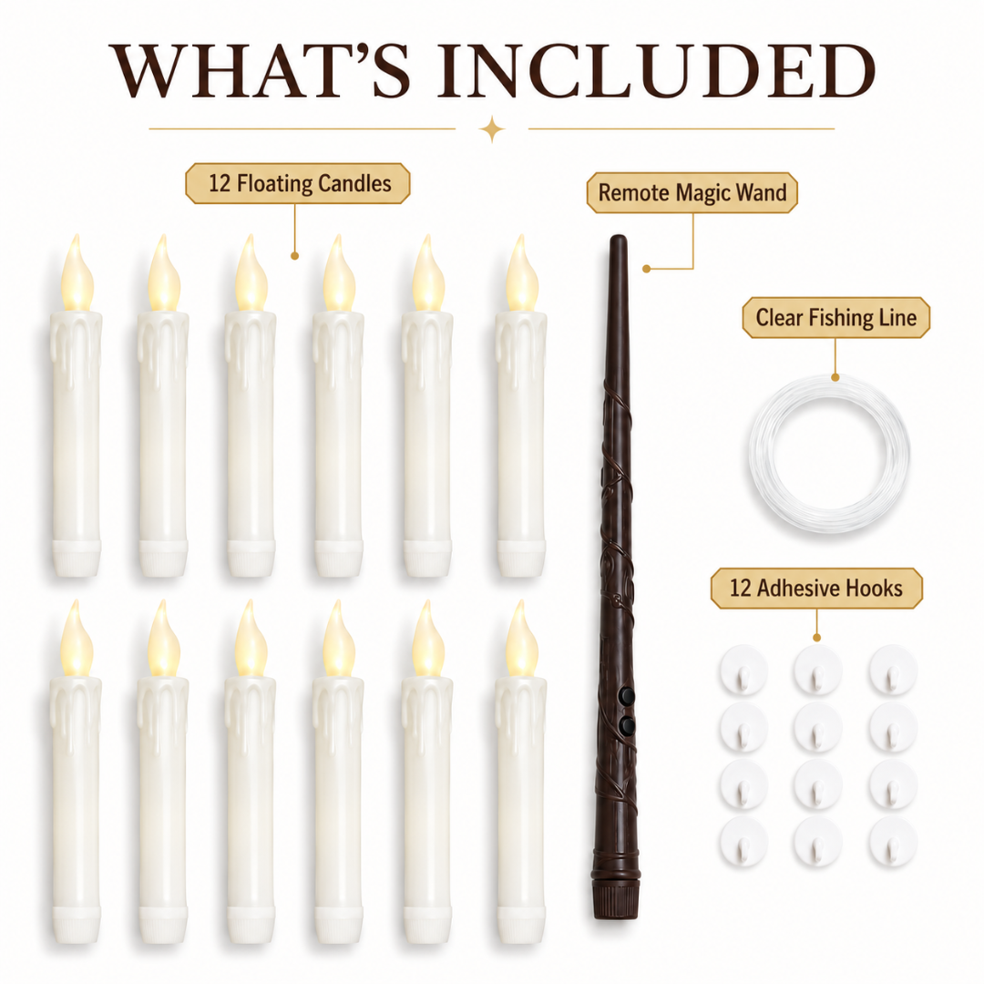 Harry Potter Magical Floating Candles with Electric Wand - 12 Candles