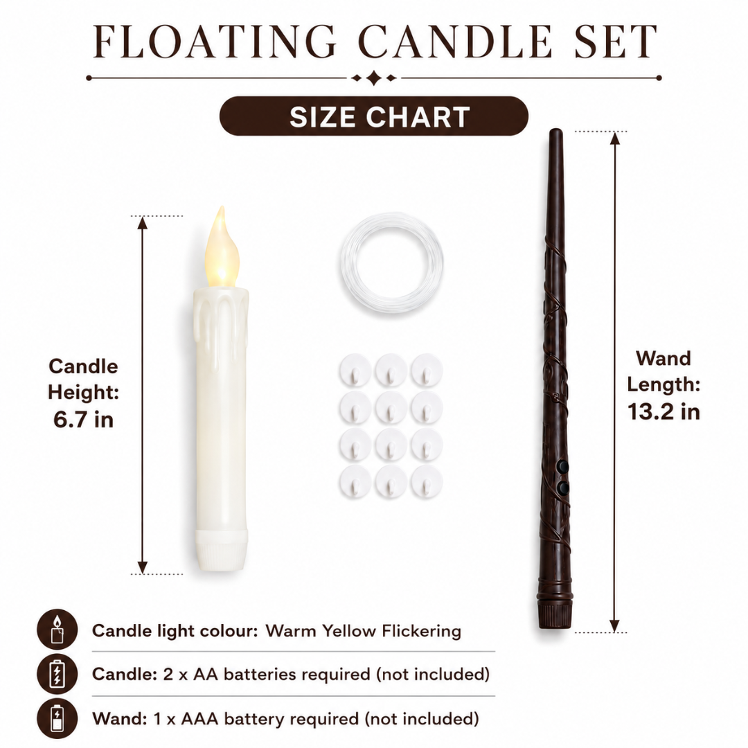 Harry Potter Magical Floating Candles with Electric Wand - 12 Candles