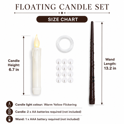 Harry Potter Magical Floating Candles with Electric Wand - 12 Candles
