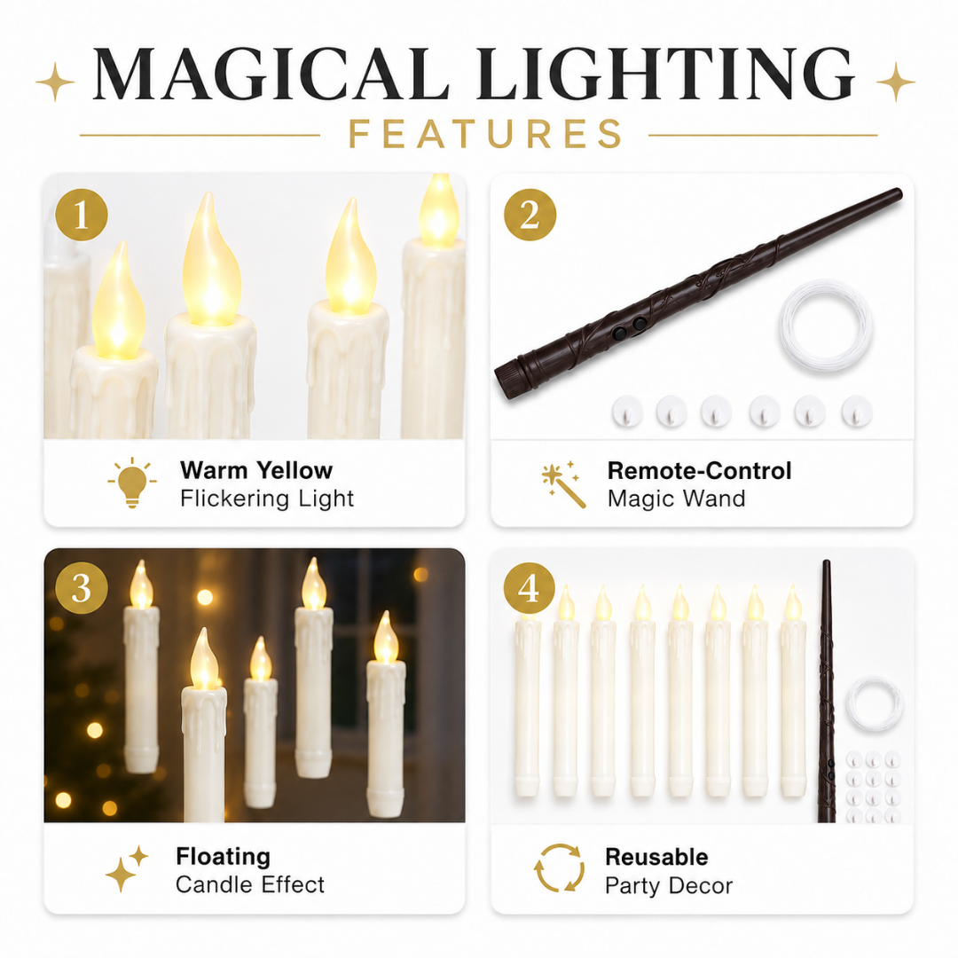 Harry Potter Magical Floating Candles with Electric Wand - 12 Candles