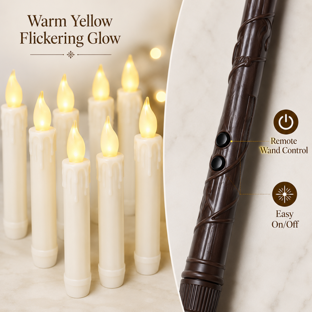 Harry Potter Magical Floating Candles with Electric Wand - 12 Candles