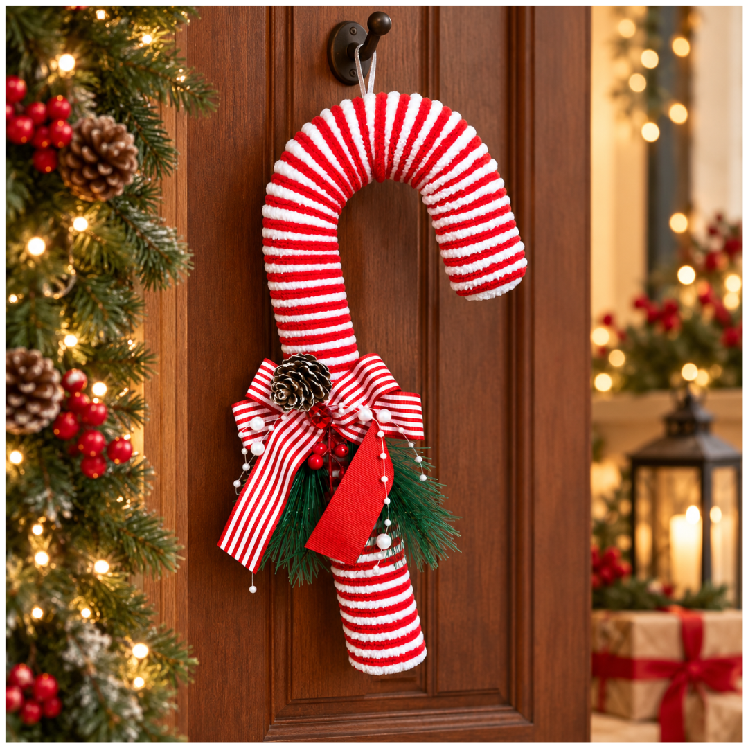 Christmas Candy Cane Joystick Hanging Decoration – 13 Inch, 1PC | Red & White Striped Christmas Ornament for Xmas Tree, Door & Festive Home Decor