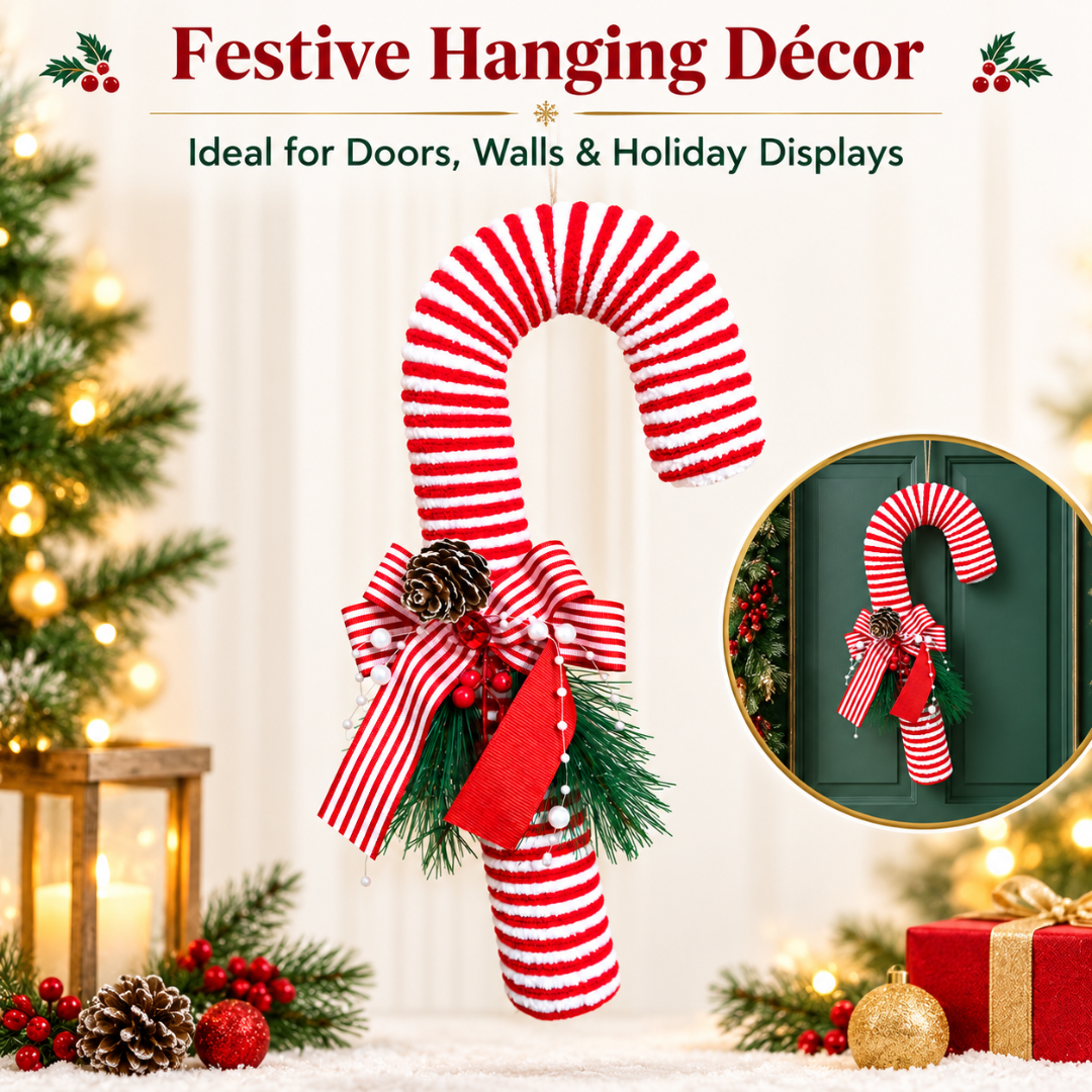 Christmas Candy Cane Joystick Hanging Decoration – 13 Inch, 1PC | Red & White Striped Christmas Ornament for Xmas Tree, Door & Festive Home Decor