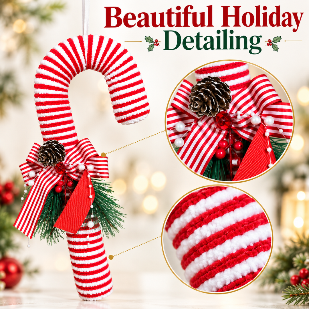 Christmas Candy Cane Joystick Hanging Decoration – 13 Inch, 1PC | Red & White Striped Christmas Ornament for Xmas Tree, Door & Festive Home Decor