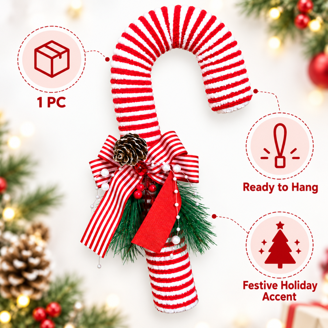Christmas Candy Cane Joystick Hanging Decoration – 13 Inch, 1PC | Red & White Striped Christmas Ornament for Xmas Tree, Door & Festive Home Decor