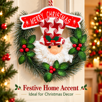 Santa Small Christmas Wreath Hanging – 9 x 9 Inch, 1PC | Decorative Santa Claus Xmas Wreath for Doors, Walls, Christmas Trees & Festive Home Decor