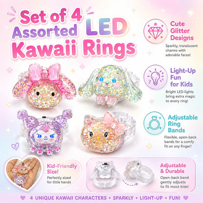 LED Kawai Fingure Rings - Set of 4PC