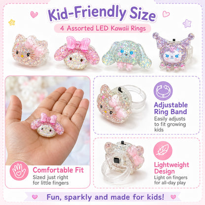 LED Kawai Fingure Rings - Set of 4PC