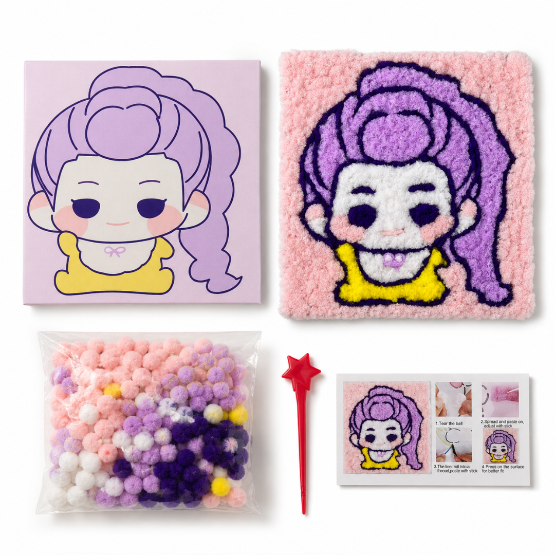 DIY Sticky Cotton K-POP Rumi Pom Pom Art Kit | Wanna Party - Image 3