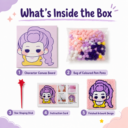 DIY Sticky Cotton K-POP Rumi Pom Pom Art Kit | Wanna Party - Image 4