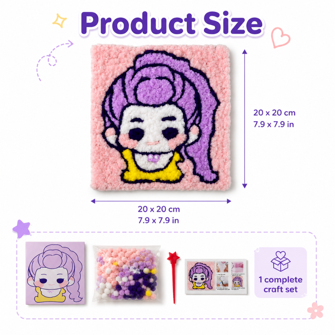 DIY Sticky Cotton K-POP Rumi Pom Pom Art Kit | Wanna Party - Image 6