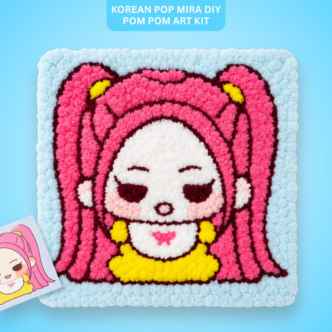 DIY Sticky Cotton K-POP Mira Pom Pom Art Kit | Wanna Party - Image 1