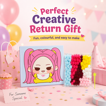 DIY Sticky Cotton K-POP Mira Pom Pom Art Kit | Wanna Party - Image 10
