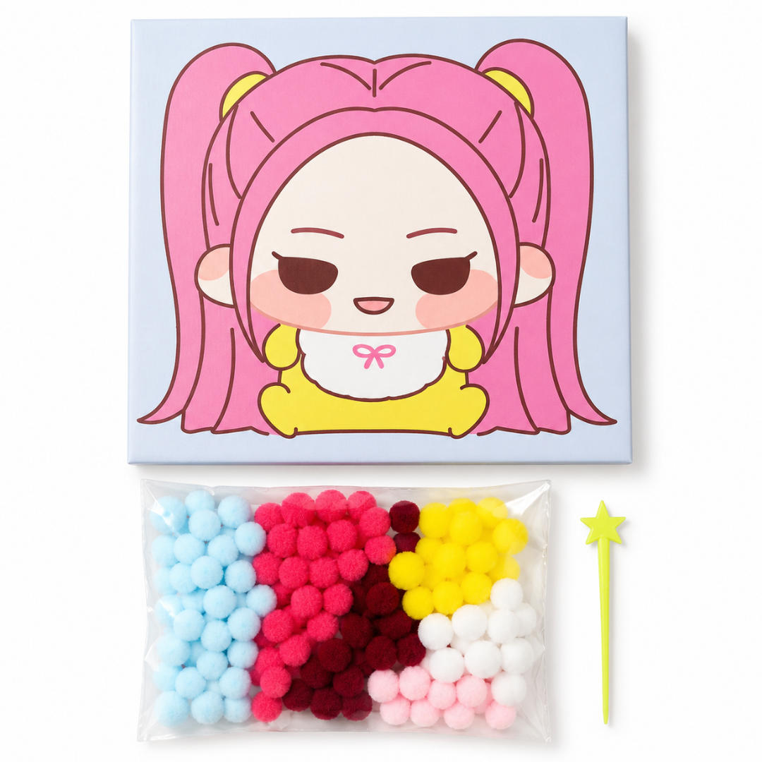 DIY Sticky Cotton K-POP Mira Pom Pom Art Kit | Wanna Party - Image 3