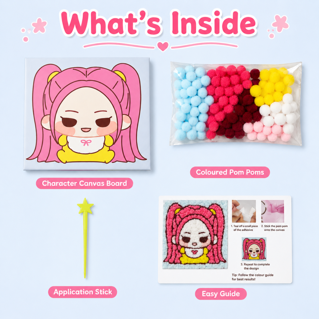 DIY Sticky Cotton K-POP Mira Pom Pom Art Kit | Wanna Party - Image 4