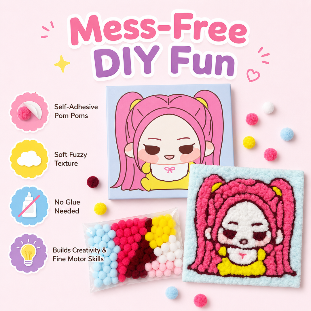 DIY Sticky Cotton K-POP Mira Pom Pom Art Kit | Wanna Party - Image 6